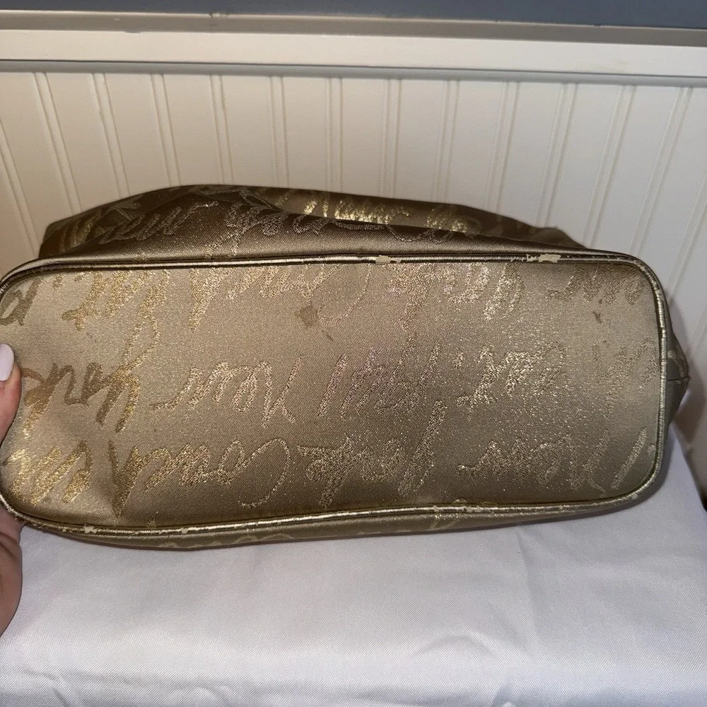 Coach Ltd Ed Poppy Lurex Script F17472 Hobo Shoulder Bag Gold Jacquard & Leather